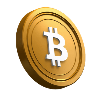 Pièce de Bitcoin (BTC) en position inclinée dans la section héros